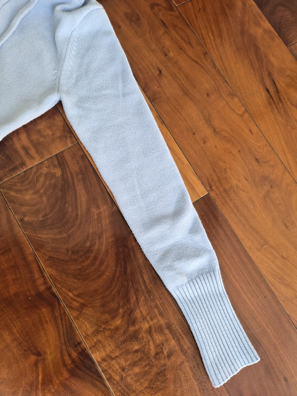 Light Blue Knit Cropped Zip-Up Hoodie Size S (Fits Like a XS) - Picture 7 of 16